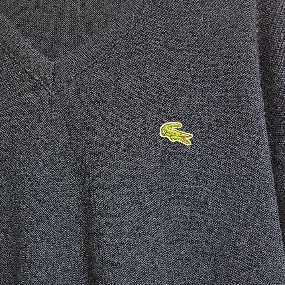Lacoste Men's Dark Blue V-Neck Sweater, Sz XL Grandpa, Vintage - Picture 3 of 6